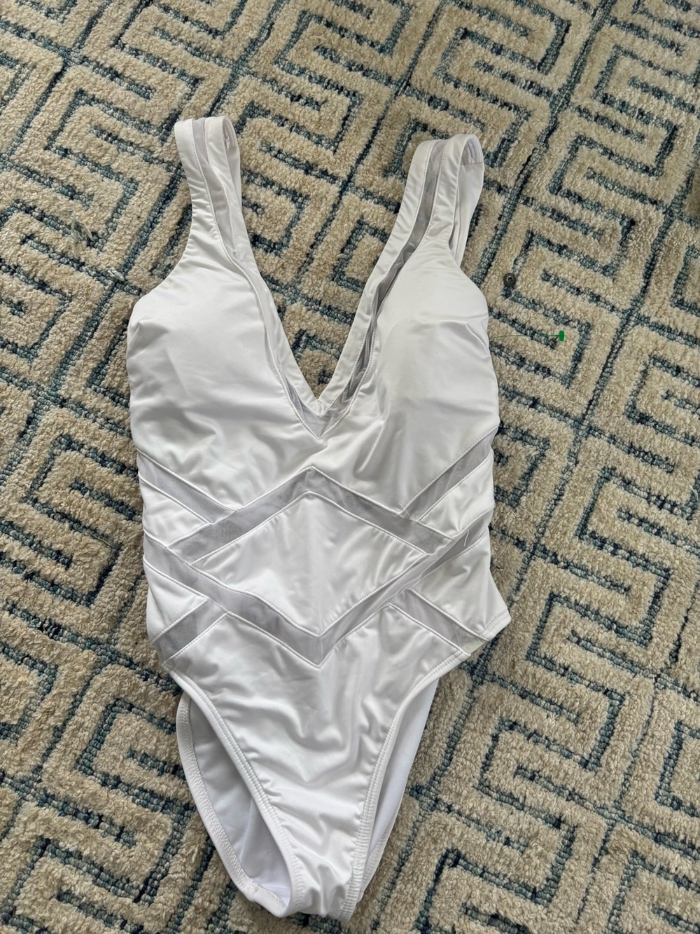 Kenneth Cole White One-Piece V-Neck Swimsuit